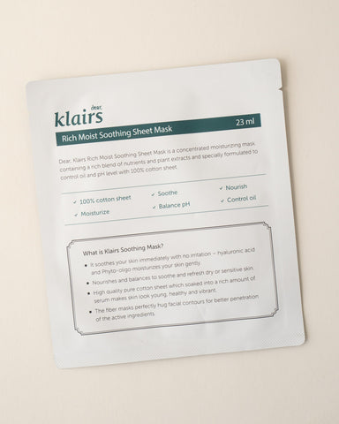 KLAIRS Rich Moist Soothing Sheet Mask